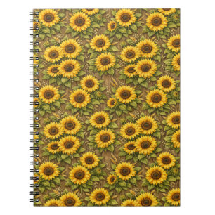 Helle Sonnenblumen-Nahtlos-Wiederholungsmuster Notizblock
