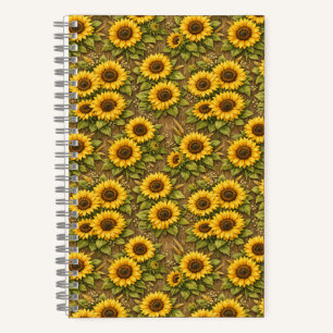 Helle Sonnenblumen-Nahtlos-Wiederholungsmuster Notizbuch