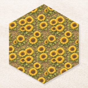 Helle Sonnenblumen-Nahtlos-Wiederholungsmuster Untersetzer