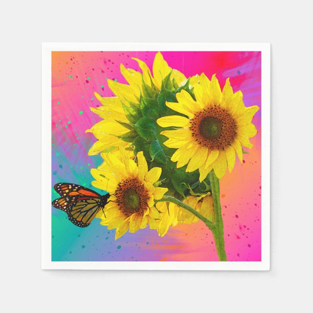 Helle Sonnenblumen  Serviette (Vorderseite)