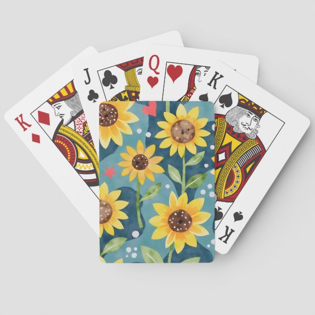 Helle Sonnenblumen Spielkarten (Rückseite)