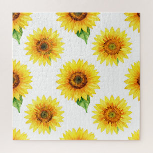 Helle Sonnenblumen-Wasserfarbe Nahtloses Muster