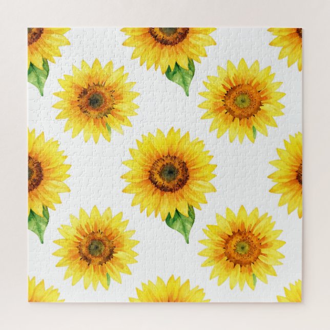 Helle Sonnenblumen-Wasserfarbe Nahtloses Muster (Vertikal)