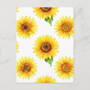 Helle Sonnenblumen-Wasserfarbe Nahtloses Muster Postkarte