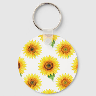 Helle Sonnenblumen-Wasserfarbe Nahtloses Muster Schlüsselanhänger