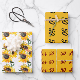 helle Sonnenblumenwasserfarbe fabelhaft 50 Geschenkpapier Set
