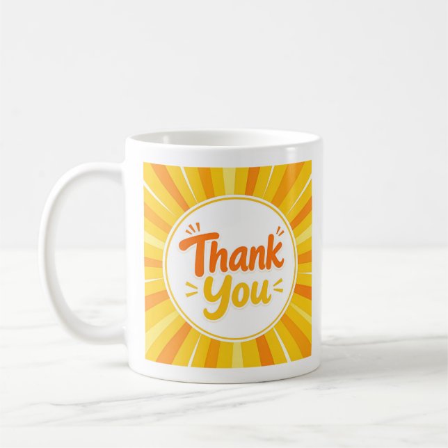 Helle Sonnengruß Dankeschön Kaffeetasse (Links)