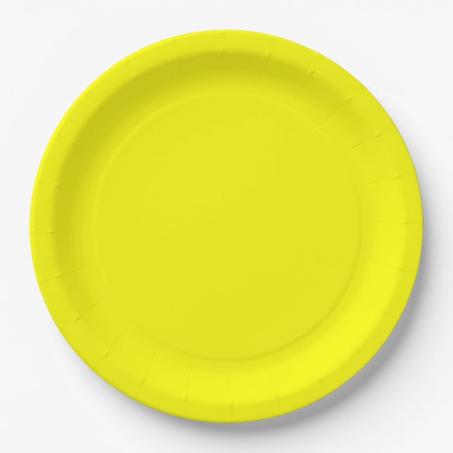 Helle, sonnige gelbe Farbe Pappteller (Vorderseite)