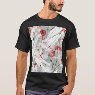 Helle Splash Red Poppe Wasserfarbe T-Shirt