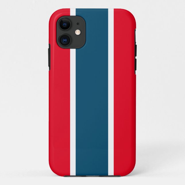 Helle Sporty Red White Ocean Blue Racing Streifen Case-Mate iPhone Hülle (Rückseite)