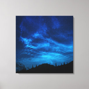 HELLE STERNE IN EINEM DUNKEN UND BLAUEN HIMMEL LEINWANDDRUCK