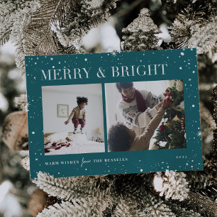 Helle Sterne Merry & Bright Foto Ferienkarte Feiertagskarte