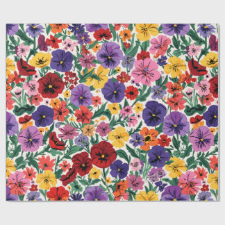 Helle Stiefmütterchen im Blumenmuster für den Früh Geschenkpapier