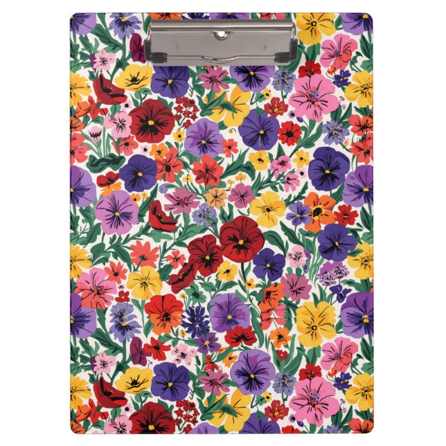 Helle Stiefmütterchen im Blumenmuster für den Früh Klemmbrett (Vorderseite)