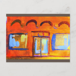 Helle Straßenecke orange Fassade Postkarte