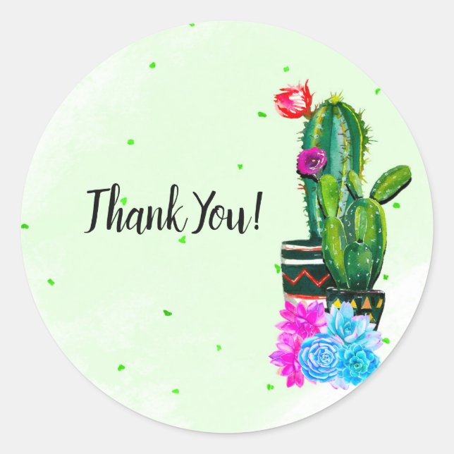 Helle Streifen Fiesta Succulents Cinco de Mayo Runder Aufkleber (Vorderseite)