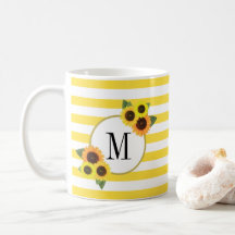 Helle Streifen Gelbe Sonnenblumen Blumenmonogramm