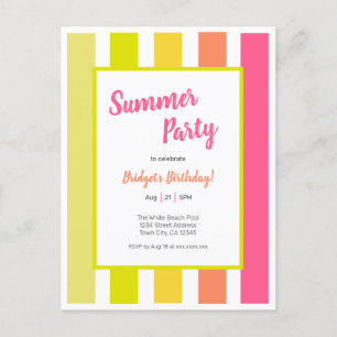 Helle Streifen Summer Party Einladung Postkarte