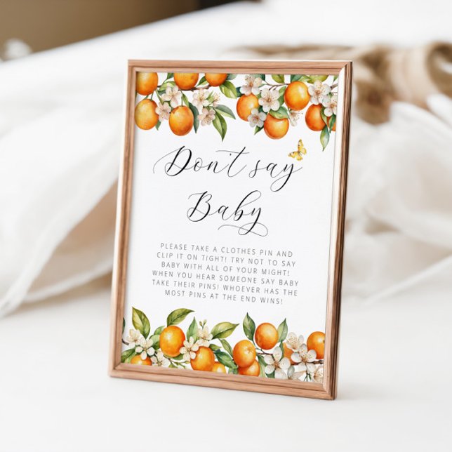 Helle Summer Orangen Babydusche Say Baby nicht Poster (Von Creator hochgeladen)