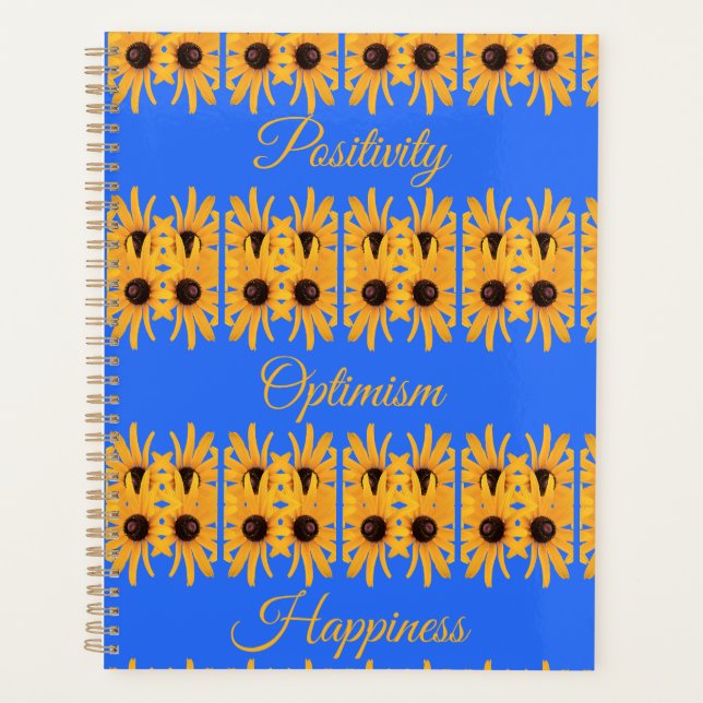 Helle Sun Gelbe Blumen Inspirational Royal Blue Planer (Vorderseite)