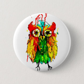 Helle Tätowierungstinteneulen-Farbmalerei Button