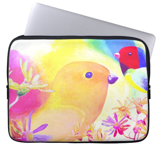 Helle Tie-Dye Vögel Laptopschutzhülle (Vorderseite)