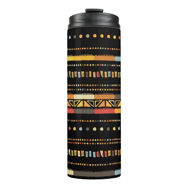 Helle Tribal Streifen Handgefertigte Muster Thermosbecher (Vorderseite)