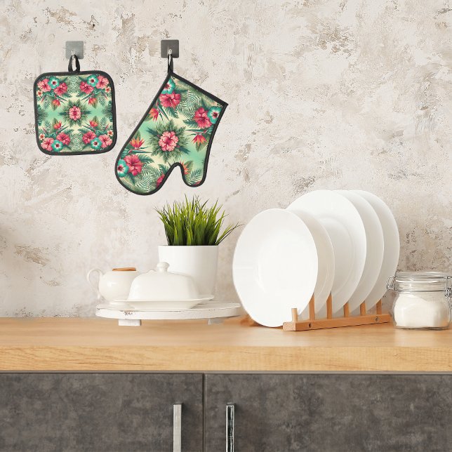 Helle Tropen Ofenhandschuh & Topflappen-Set (Von Creator hochgeladen)