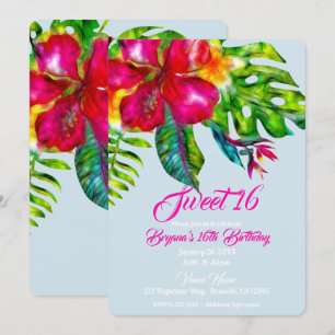 Helle tropische Blüten-Hibiskus und Blätter Sweet  Einladung