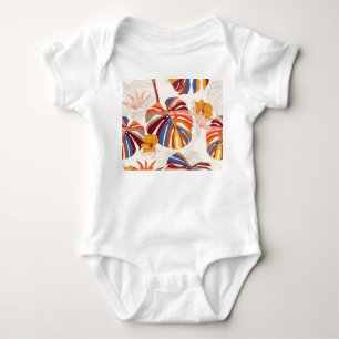 Helle tropische Blütenhandzeichnung Baby Strampler