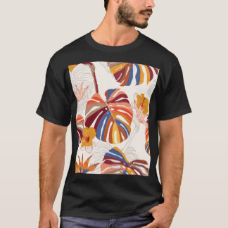 Helle tropische Blütenhandzeichnung T-Shirt