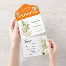 Helle tropische Delikatesse Pampas Grass Boho All In One Einladung