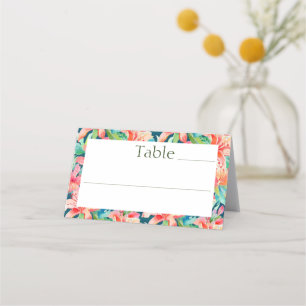 Helle tropische florale Botanische Hochzeitsempfeh Platzkarte