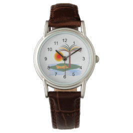 Helle tropische Palmen, Sonne und Wellen Armbanduhr