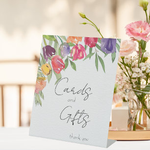 Helle Tulips Brautparty Karten und Geschenke Sockelschild