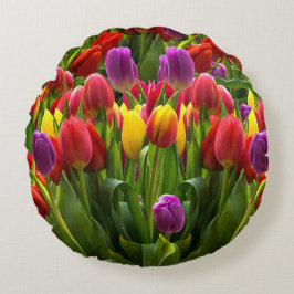 Helle Tulips Rundes Kissen