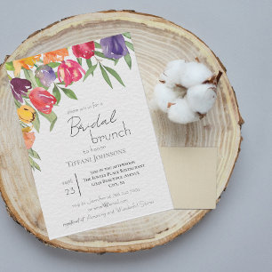 Helle Tulips und Greenery Bridal Brunch Einladung