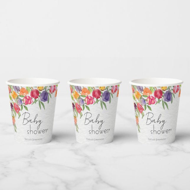 Helle Tulips und Grüne Babydusche Pappbecher (Multi)