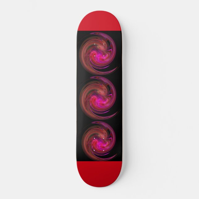 HELLE TURBULENZ, schwarzes rotes lila rosa Braun Skateboard (Vorderseite)