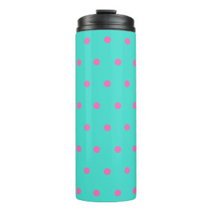 Helle Türkis-Rosa-Tupfen Thermosbecher