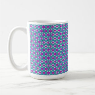 Helle Türkis- und Violette Sternblumen PP4 Kaffeetasse