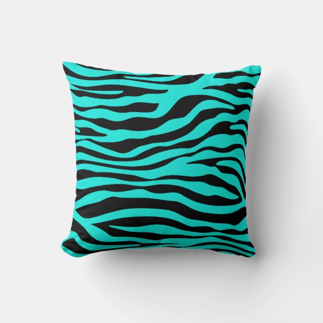 Helle Türkis Zebra Stripes Animal Print Kissen (Vorderseite)