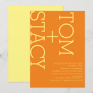 Helle Typografie Extra Bold Orange Hochzeit  Einladung