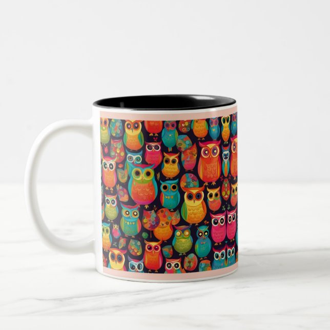 Helle Uhusfarben Zweifarbige Tasse (Links)