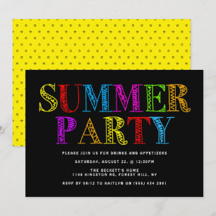 Helle und bunte Typografie Sommerparty Einladung