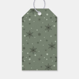 Helle und dunkle grüne Schneeflocken - Geschenk-Ta Geschenkanhänger