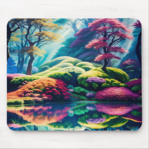 Helle und farbenfrohe Alien Forests of Lumina Terr Mousepad