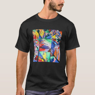 Helle und farbenfrohe bemalte Collage Dreieckiges T-Shirt