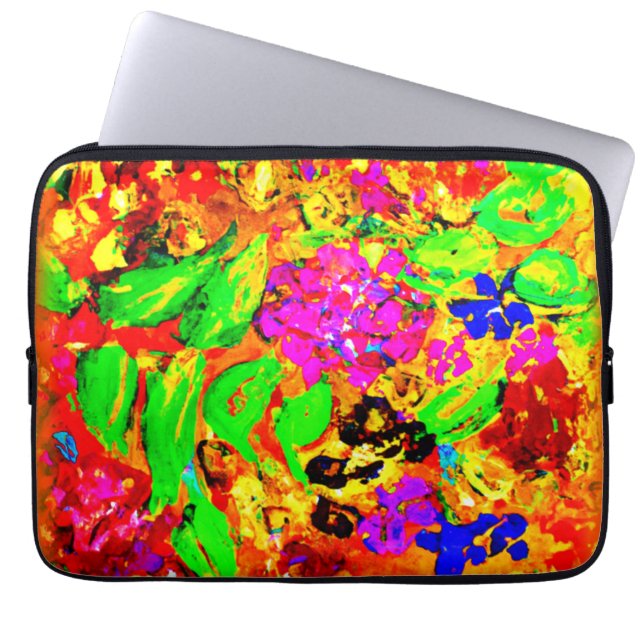 Helle und farbenfrohe Blume Kunst. Jetzt kaufen Laptopschutzhülle (Vorderseite)