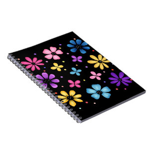 Helle und farbenfrohe Blume und Schmetterlinge Notizblock